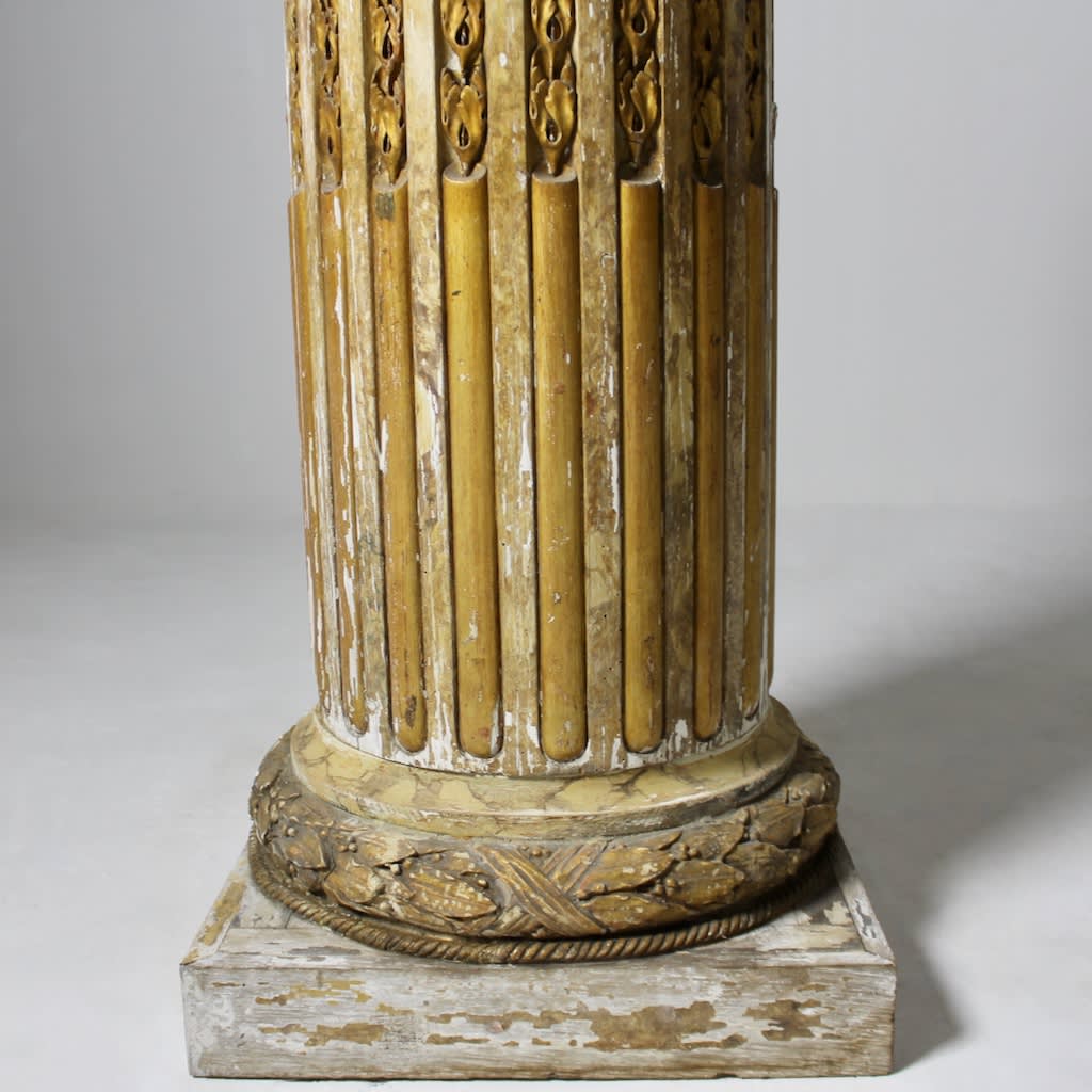 A Fine Neoclassical Faux Marble Painted And Gilded Pedestal ( sold )