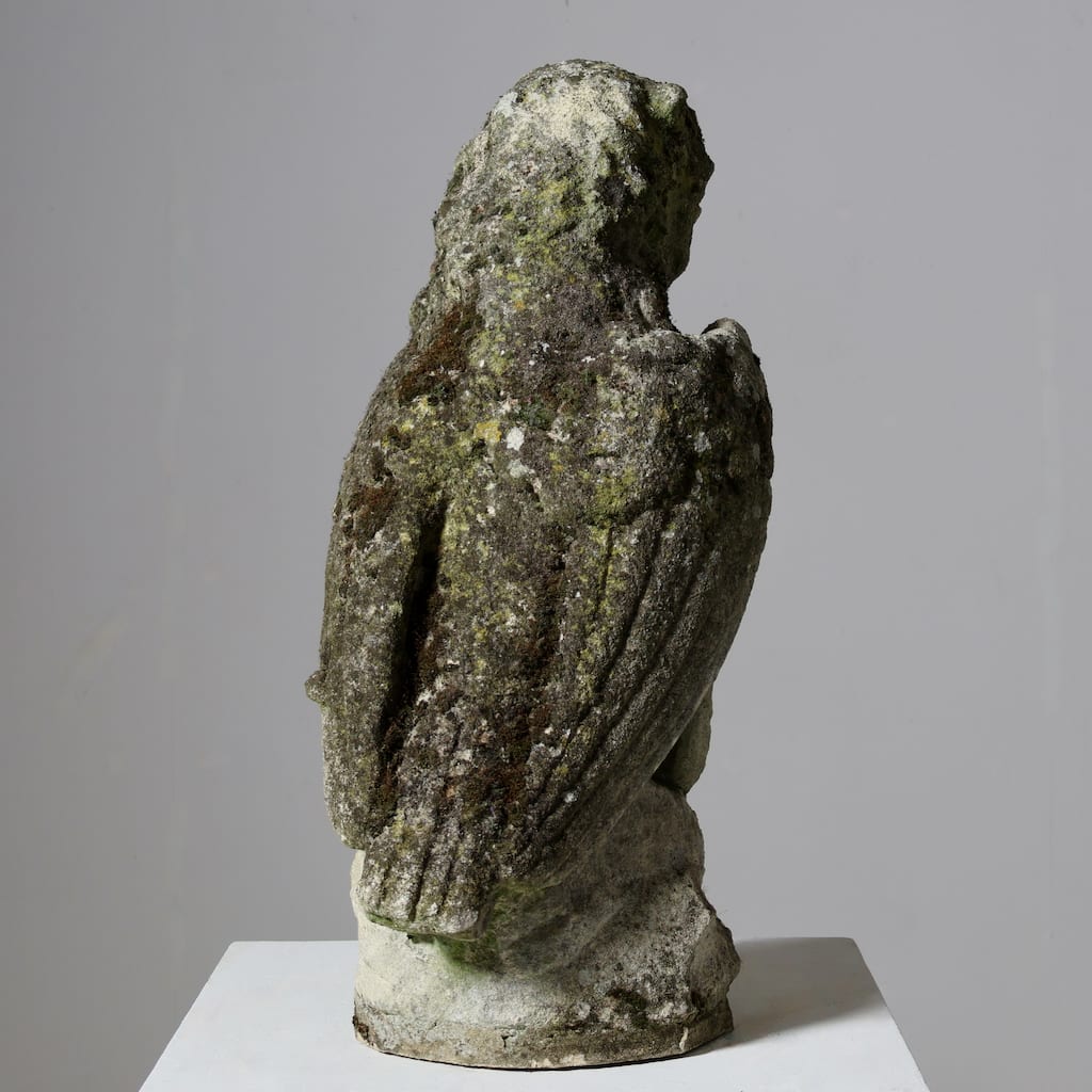 Early 19th Century Carved Cotswold Stone Owl Clutching A Snake
