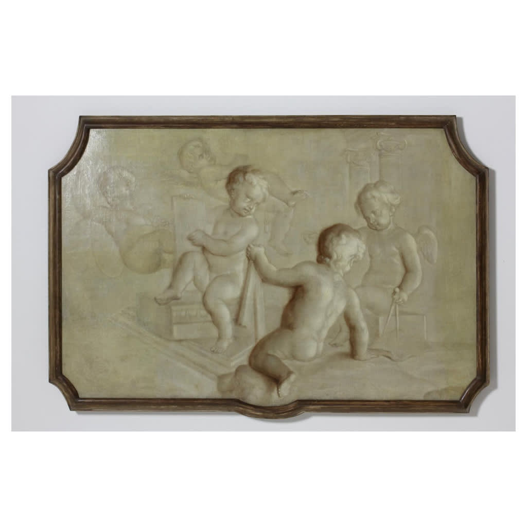 Pair Of 18th Century En Grisaille Paintings In The Classical Manner Formerly In The Collection Of H M Queen Elizabeth The Queen Mother