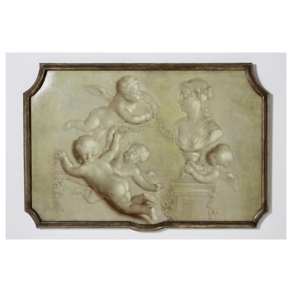 Pair Of 18th Century En Grisaille Paintings In The Classical Manner Formerly In The Collection Of H M Queen Elizabeth The Queen Mother