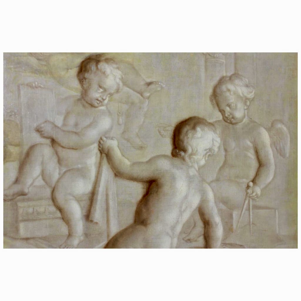 Pair Of 18th Century En Grisaille Paintings In The Classical Manner Formerly In The Collection Of H M Queen Elizabeth The Queen Mother