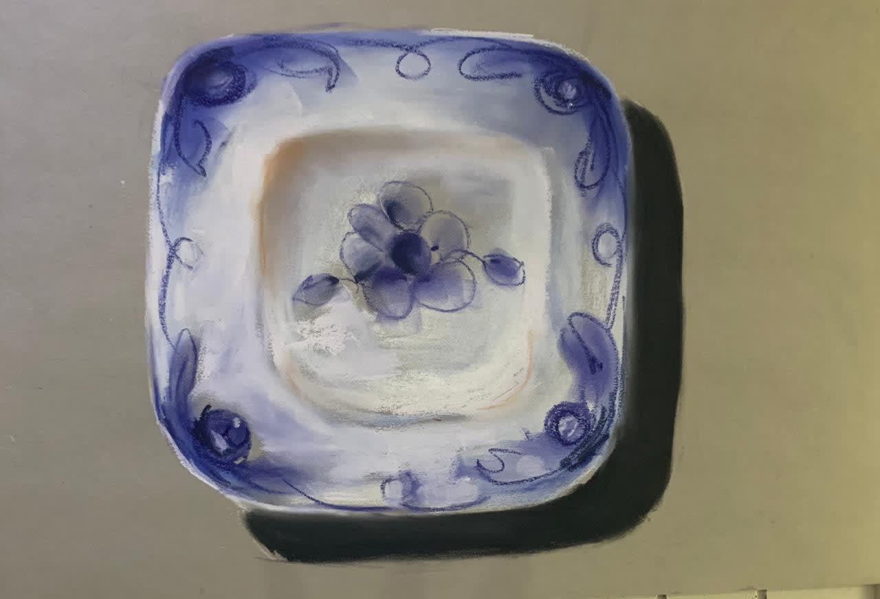 Maria M, Square plate, dark blue detail