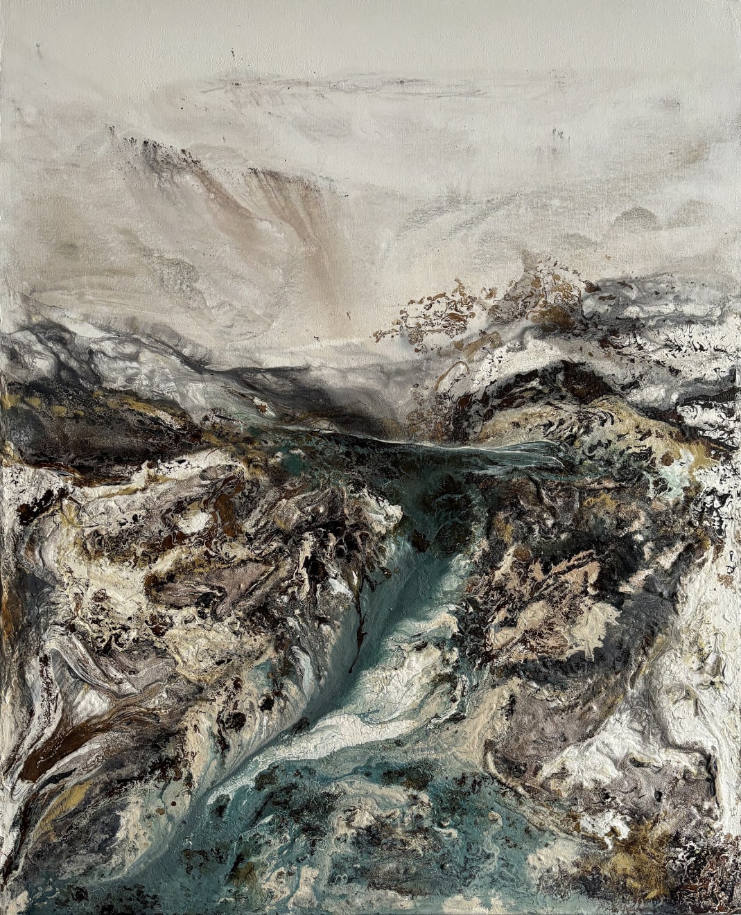 Eduardo Santos Residuum Orient Acrylic, Oil and Natural Pigments on Canvas, Mounted on Board 81.5 x 102cm $3,750