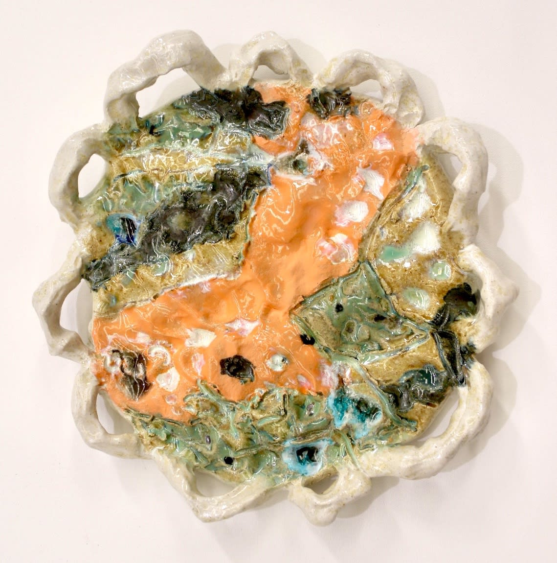 Diving Board Island, Low Tide Ceramic, Slip, Glaze, Glass 23 x 24 x 3.5cm $800.00