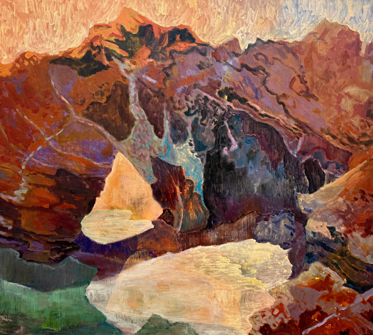 Waxing and Waning, the Tide Peels Away From the Shore Oil, Oil Stick on Linen Canvas 106 x 96cm $5,000.00 SOLD