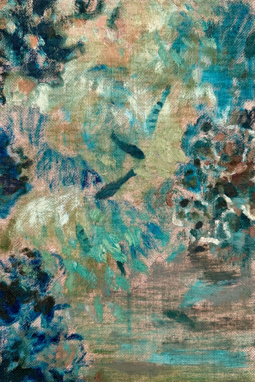 Where The Upside Down Jellyfish Live II Oil, Oil Pastel and Oil Stick on Linen Board 20 x 30cm $1,200.00 SOLD