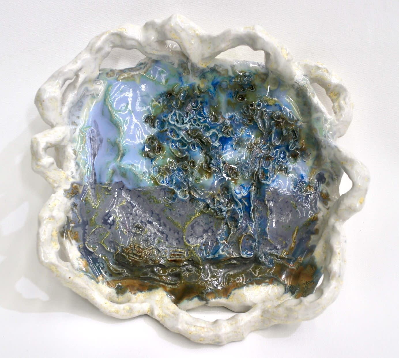 Meg Walters Bay Grape and Takeaway at the Point Ceramic, Slip, Glaze 23 x 23 x 5cm