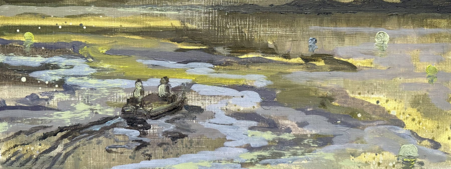 Meg Walters Heading Out on North Shore Oil on Board 45 x 17cm SOLD