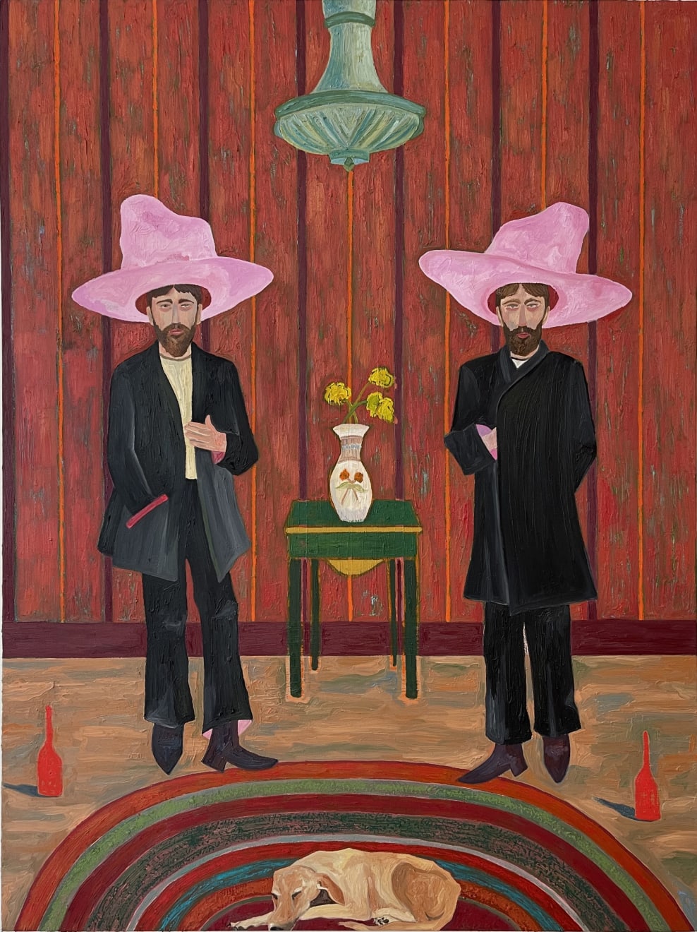 Pink Hat Club At The Finlen Oil and Oil Stick on Canvas Original 91 x 122 cm AUD $6200 GBP £3100 USD $4400 SOLD