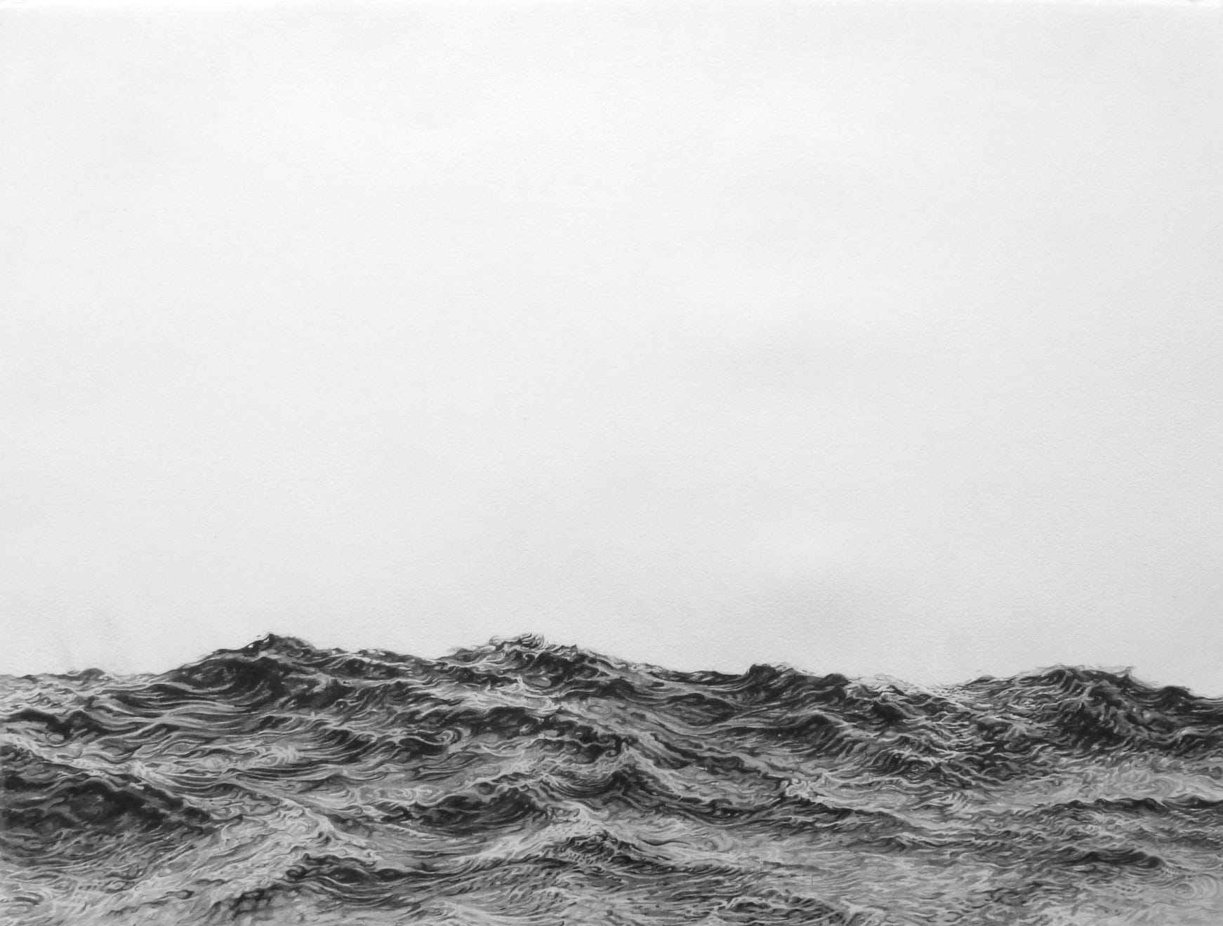 Sophie Bray Swell Pencil on Paper Original Dark Timber Frame 60 x 45 cm AUD $1200 GBP £600