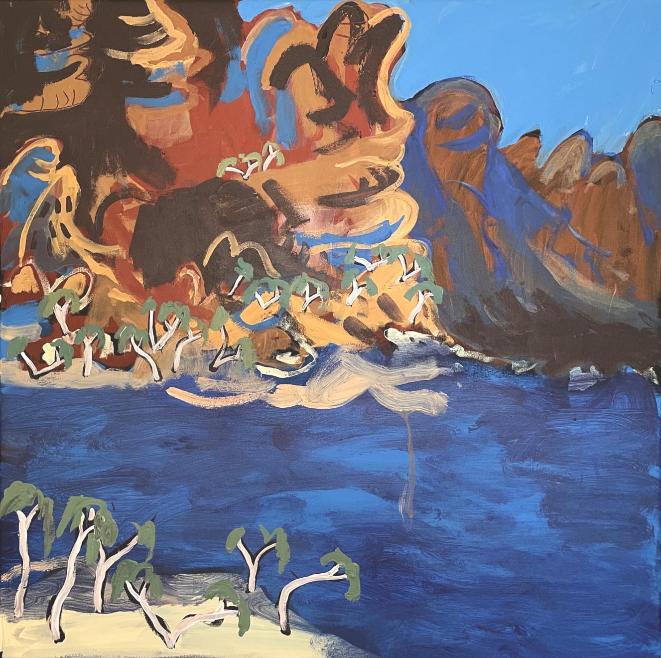 Zak Tilley Running Waters Part 1, West Aranda, Finke Gorge National Park Acrylic on Canvas Original 77 x 77 cm AUD $3800 GBP £1850 SOLD