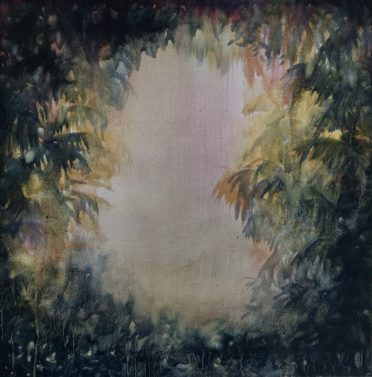 Zarah Cassim Jungle Jewel Oil on Canvas Original 40 x 40 cm AUD $1100 GBP £550