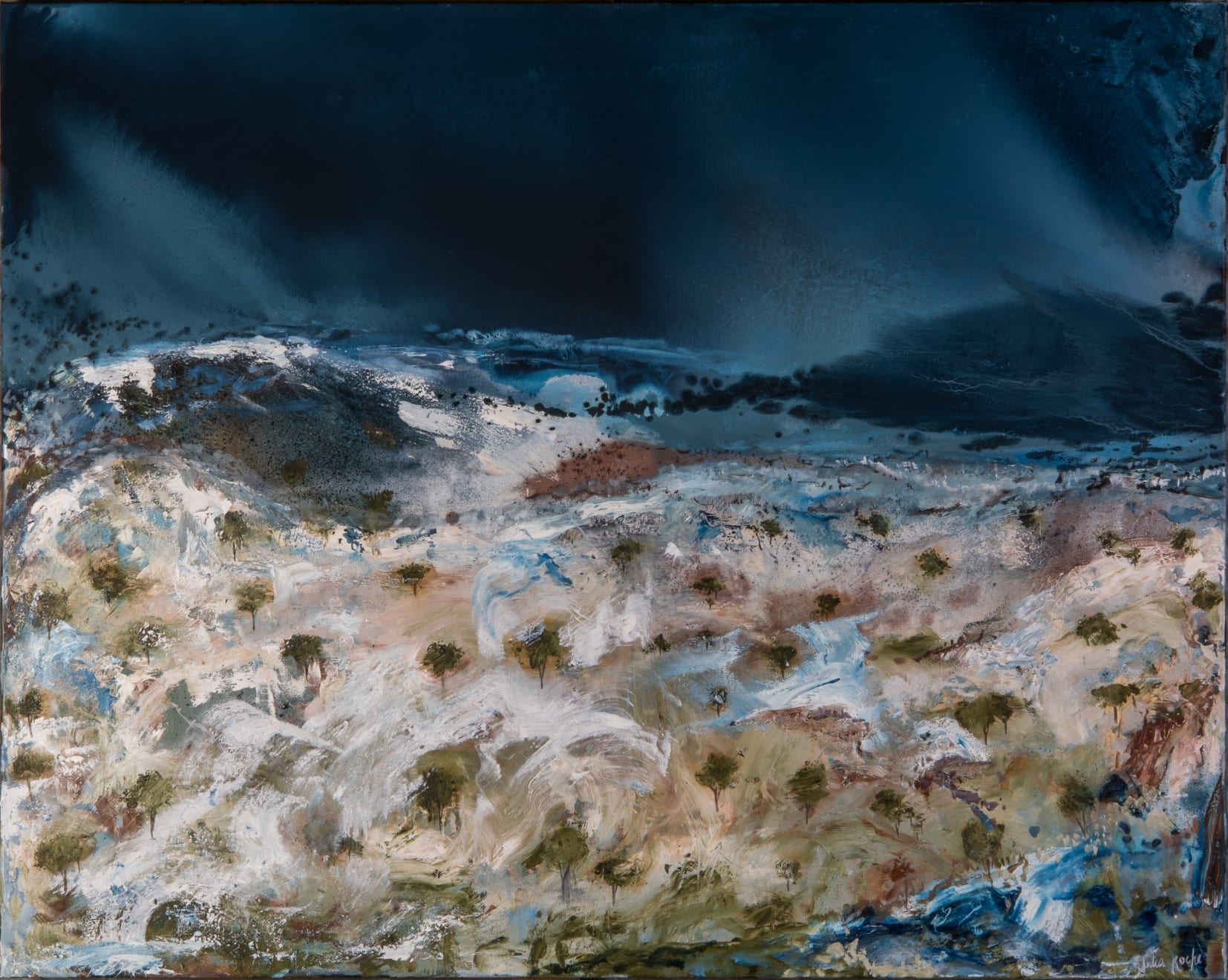 Under Cover of Night Oil and Mixed Media on Canvas Stretched 153 x 123 cm AUD $4950 GBP £2465 USD $3305 SOLD