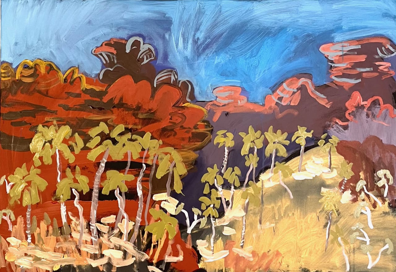 Mpulungkinya, Palm Valley Acrylic on Canvas Stretched 104 x 72.5cm AUD $5830 GBP £2790 USD $3820 SOLD