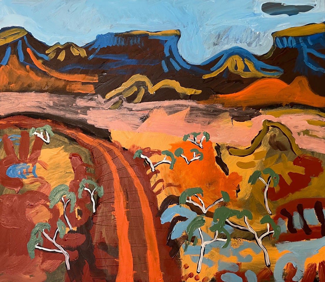View Driven, Finke Gorge National Park Acrylic on Canvas Stretched 89 x 77cm AUD $4620 GBP £2210 USD $3020 SOLD