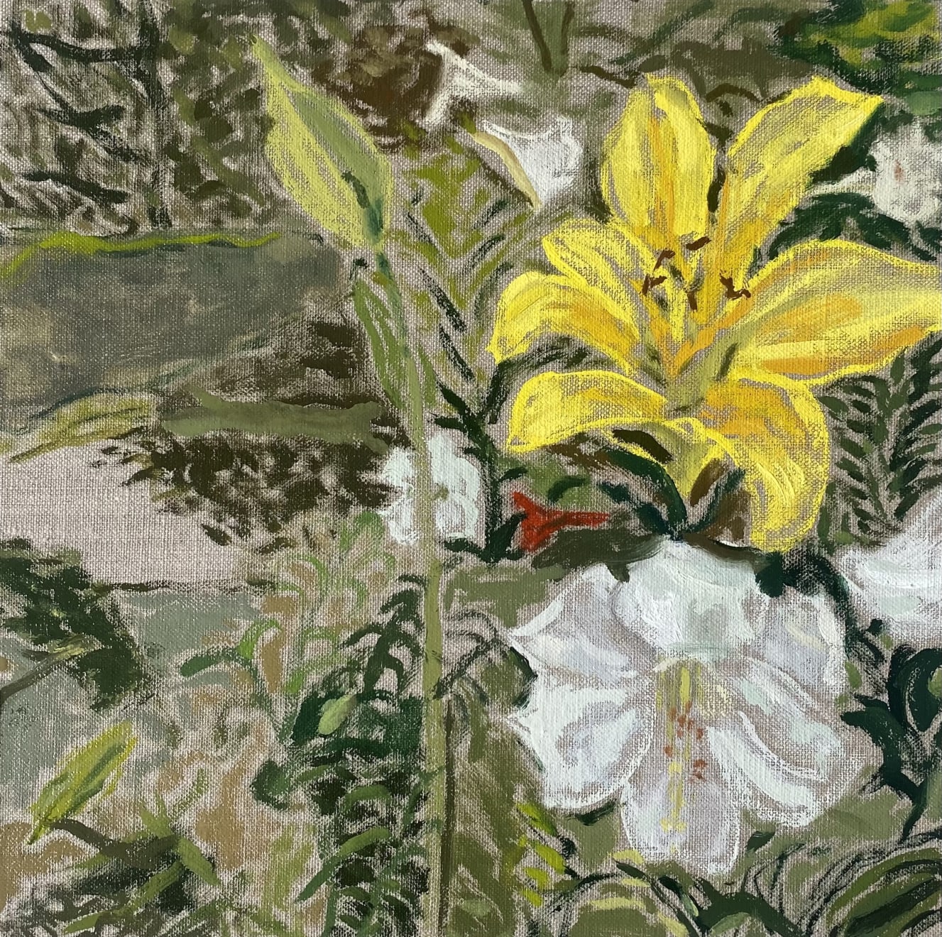 Elynor Smithwick Lilies Continued II Oil Paint on Linen Board 30 x 30cm Unframed AUD $880 GBP £460 USD $600 Framed AUD $1010 GBP £530 USD $690 SOLD