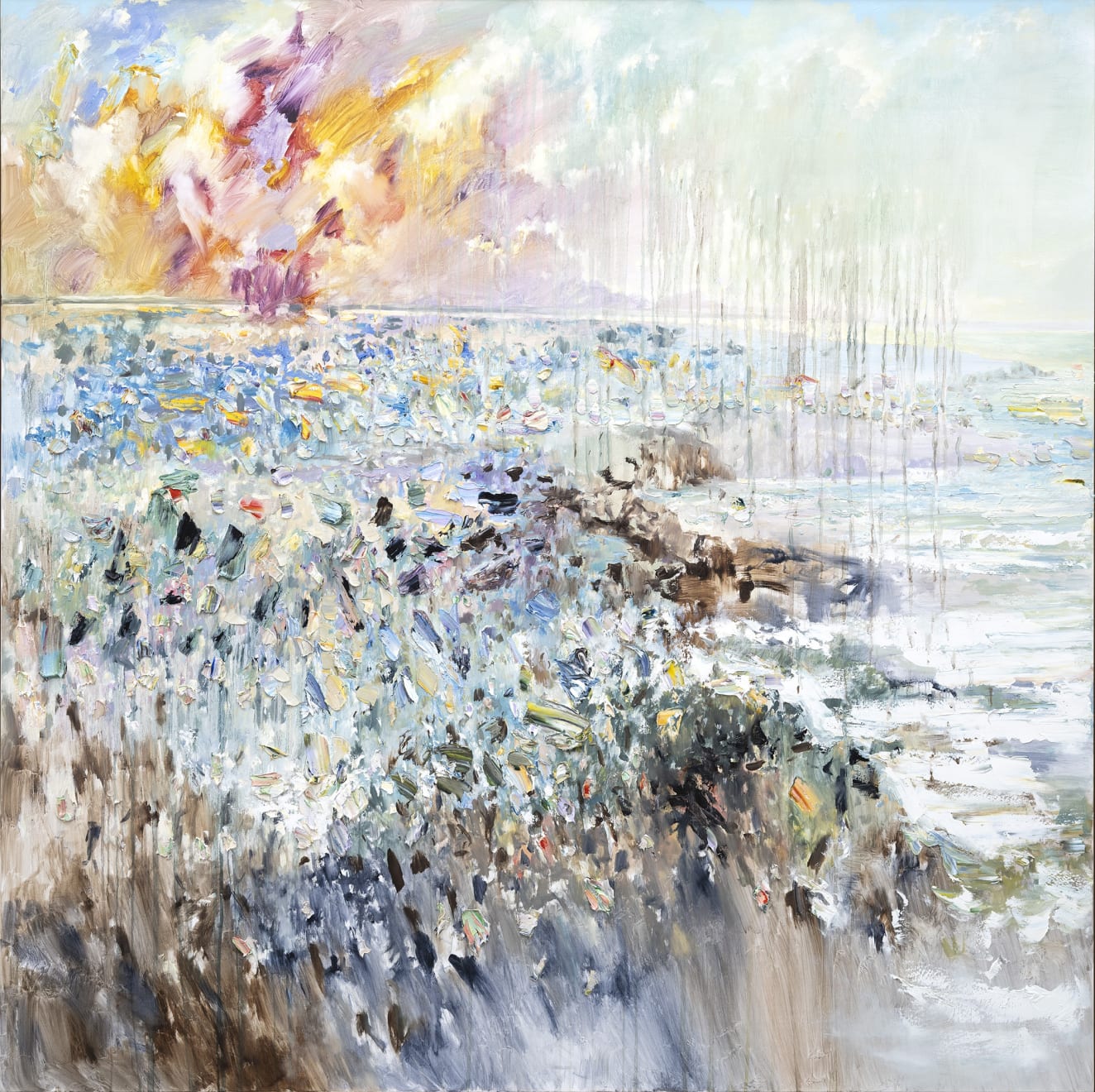 COLIN PENNOCK Pathway To Equilibrium Oil on Linen 200 x 200cm Natural Oak Frame SOLD