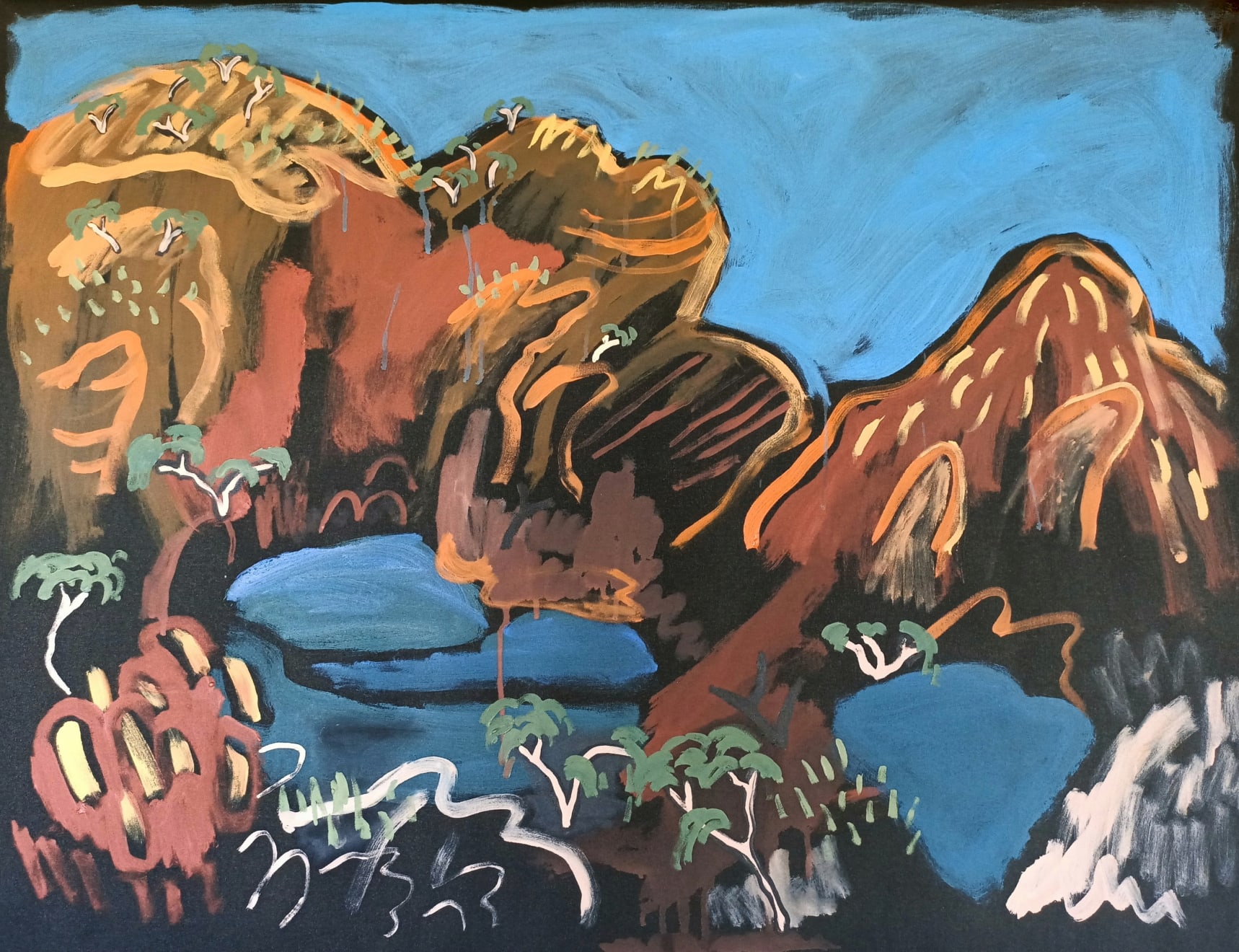 Chain of ponds (atneperrke) trail, waterhole Acrylic on Canvas Original 110 x 80 cm AUD $2100 GBP £1065 SOLD