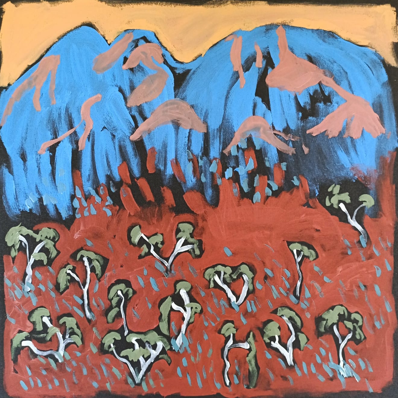 Dusk, wstern arrernte country, west macdonnell ranges Acrylic on Canvas Original 60 x 60 cm AUD $1100 GBP £560 SOLD