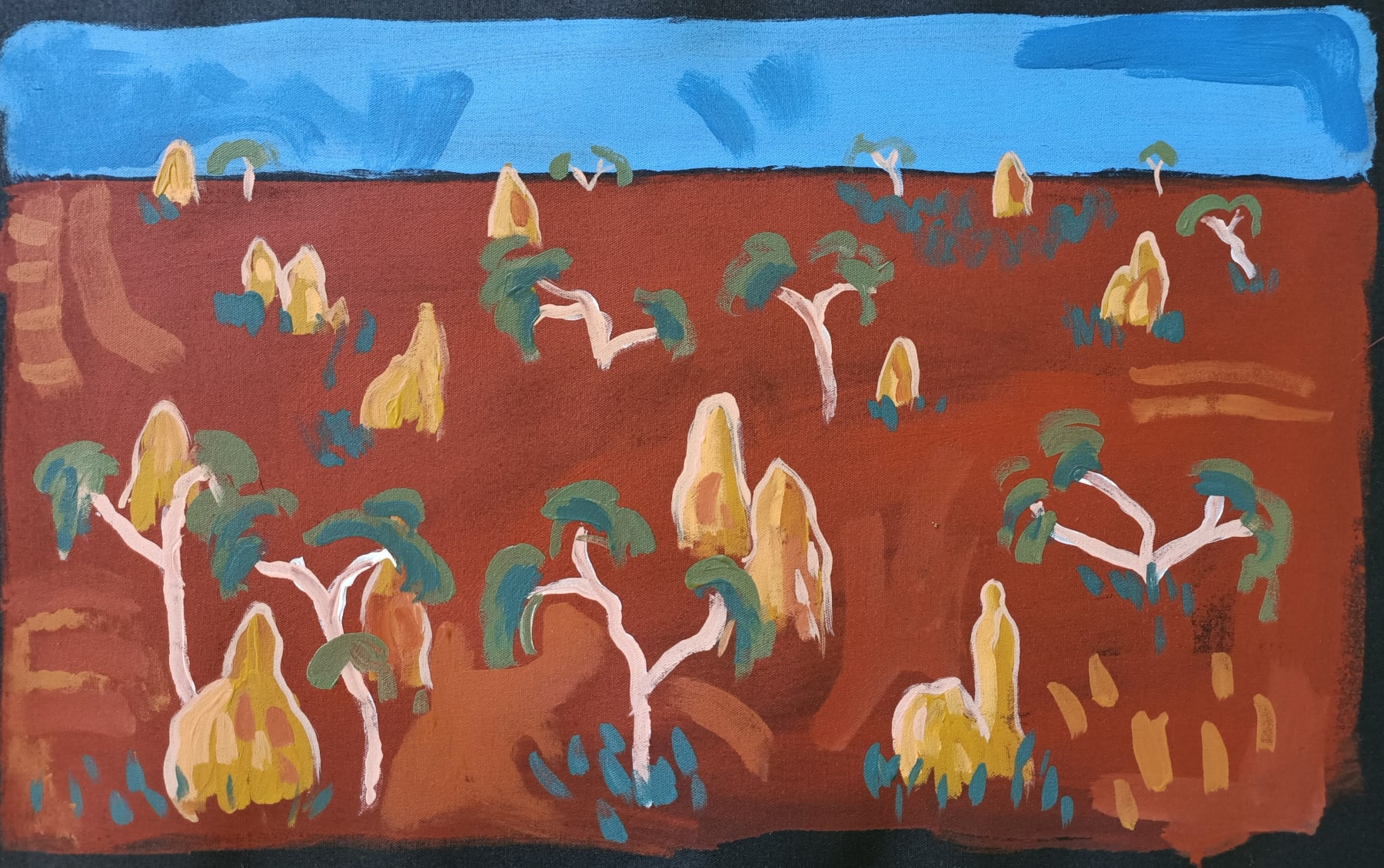 termite mounds driving north Acrylic on Canvas Original 50 x 40 cm AUD $850 GBP £430 SOLD