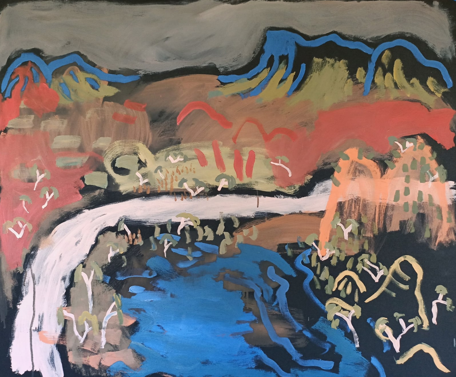 WATER IN birthday waterhole - west macdonnell ranges Acrylic on Canvas Original 110 x 90 cm AUD $2200 GBP £1115 SOLD
