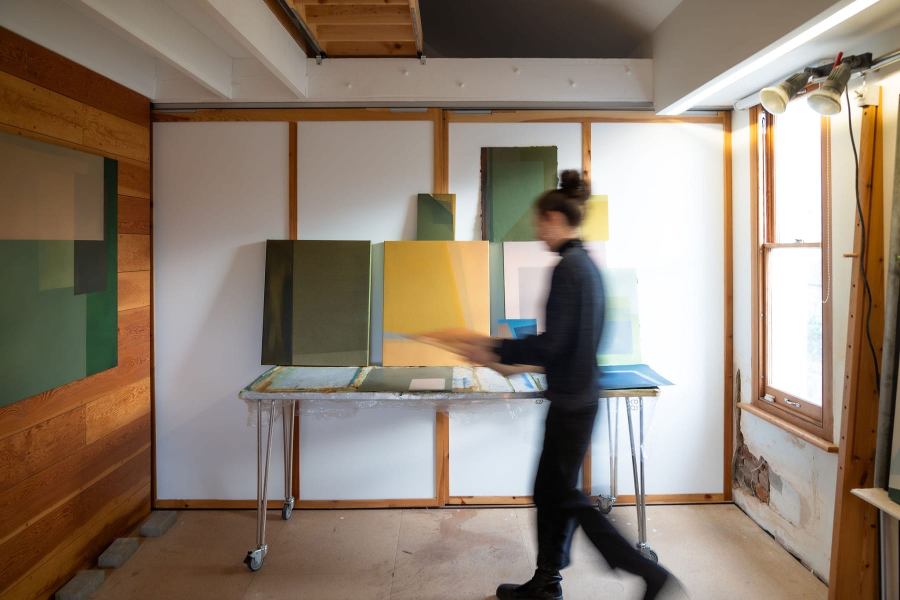 Caroline Collom in her studio, 2024.