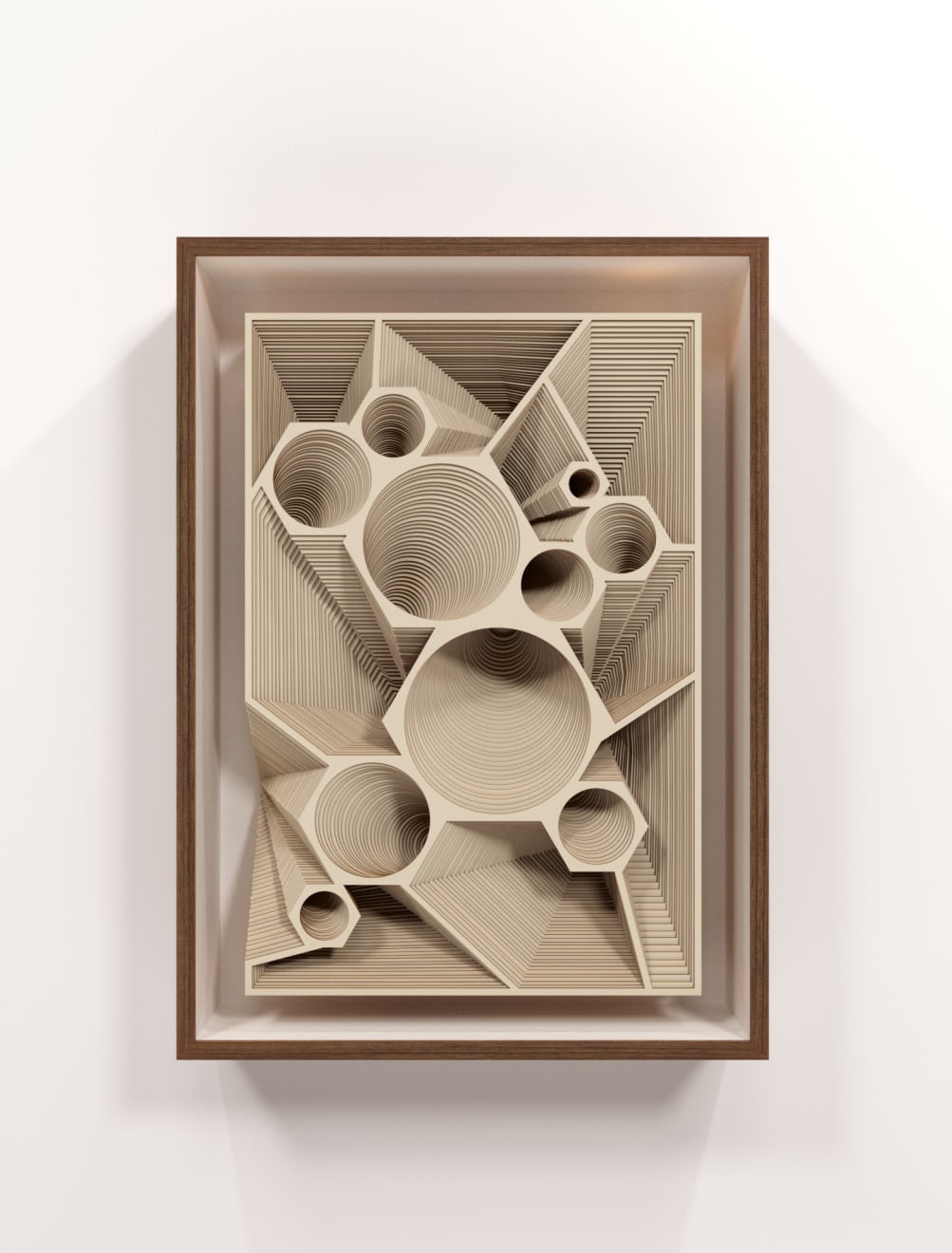 Marco A. Castillo, Low Relief with 10 circles and 10 polyhedric depressions, 2020