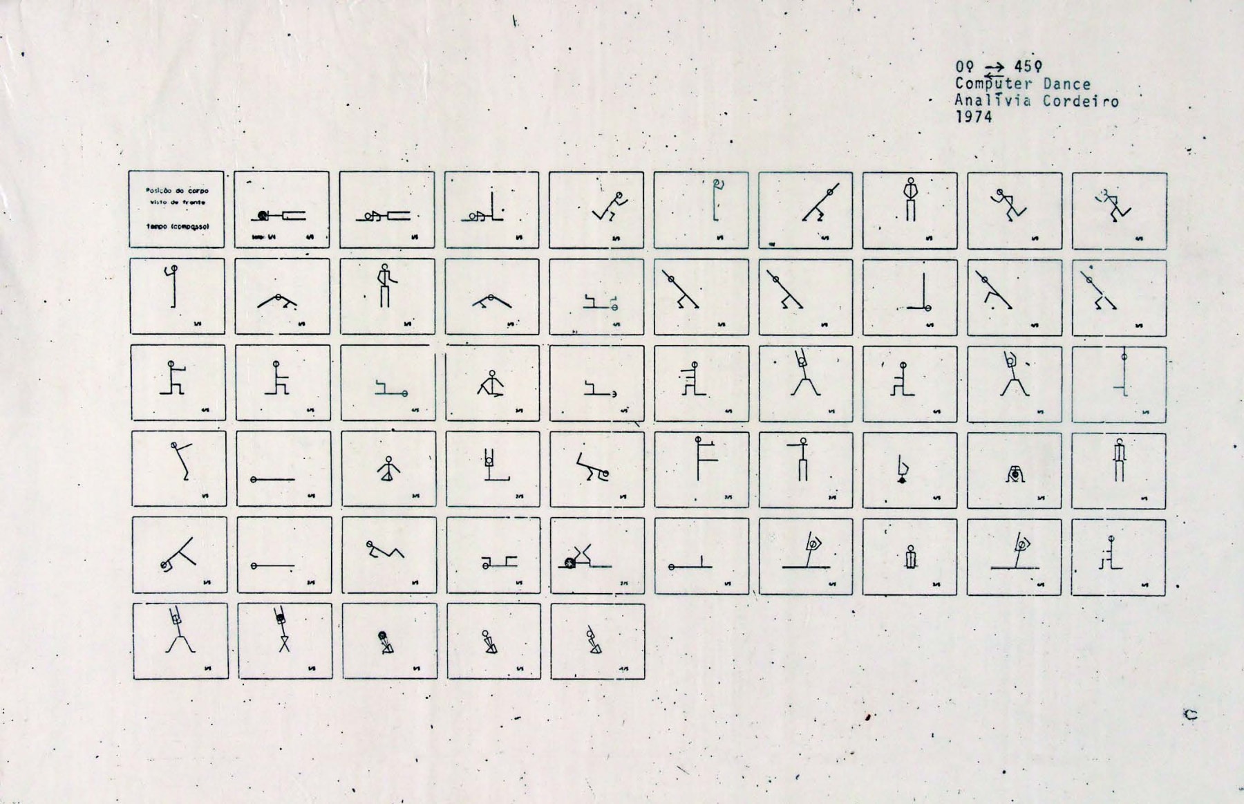 Analivia Cordeiro, “0°‹—›45° Dance Notation”, 1974/1984