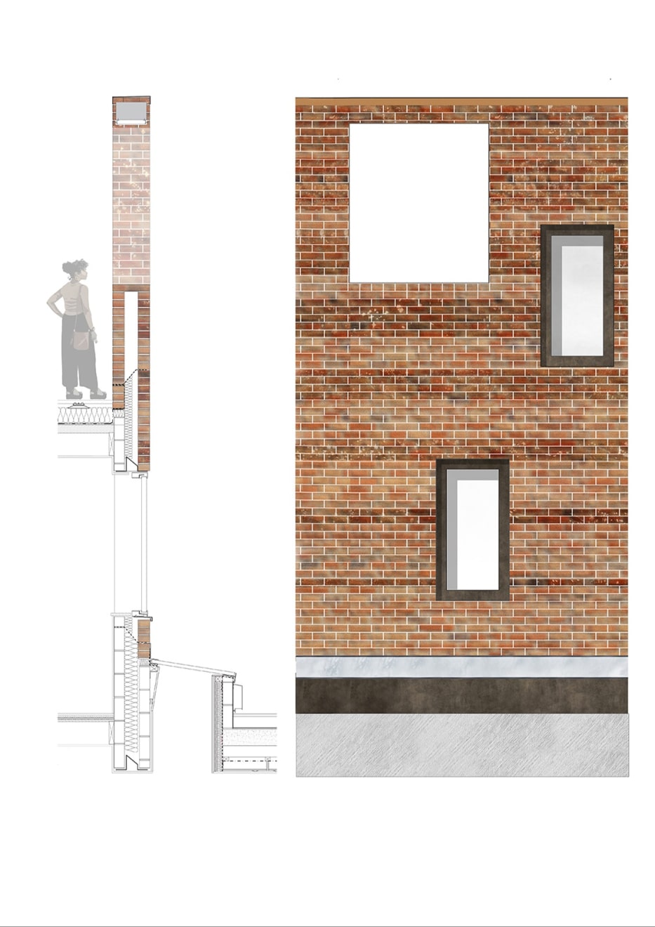 Penrose Mews, Penrose Drawing, brick detail, 2020