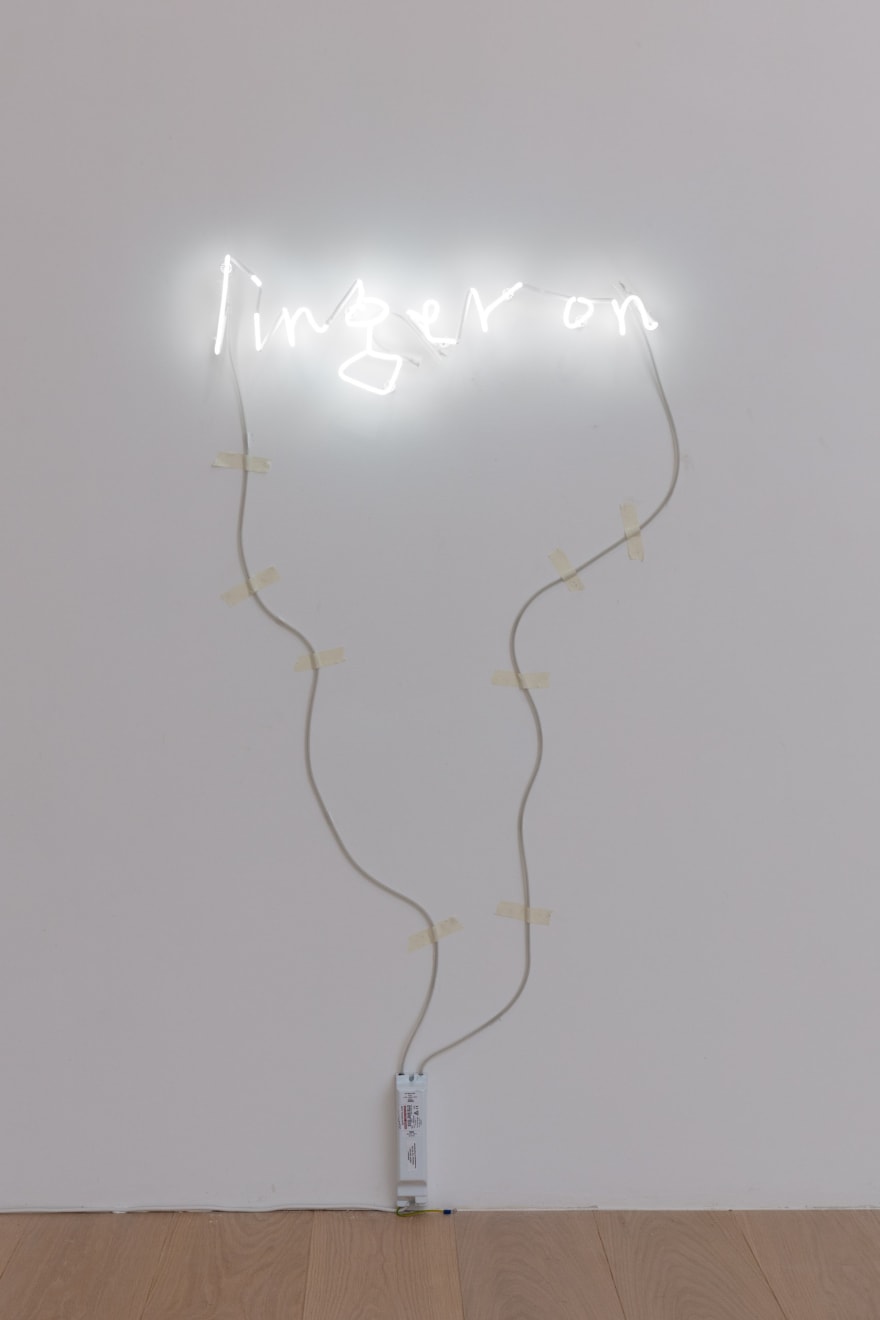 Douglas Gordon linger on, 2021 Neon 18 x 69 x 3 cm (GOR 043)