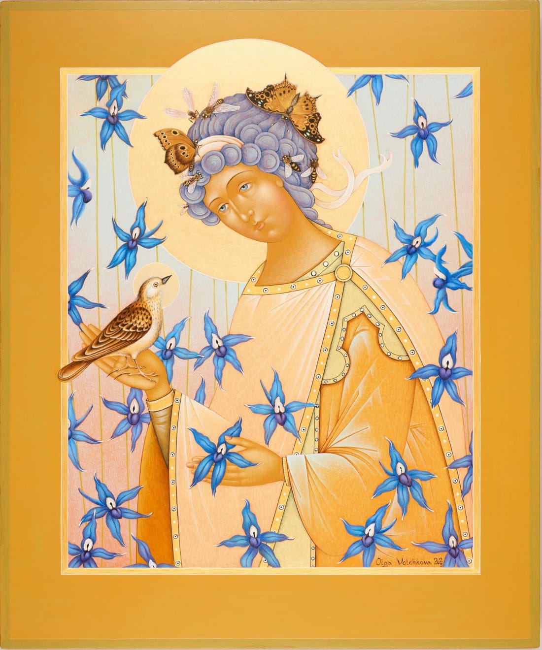 Olga Volchkova, St. Larkspur - print available, 2023