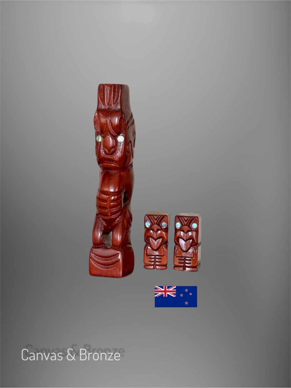 Anonymous, NEW ZEALAND MAORI WARRIOR Figure Wood SCULPTURE Totem, 1985