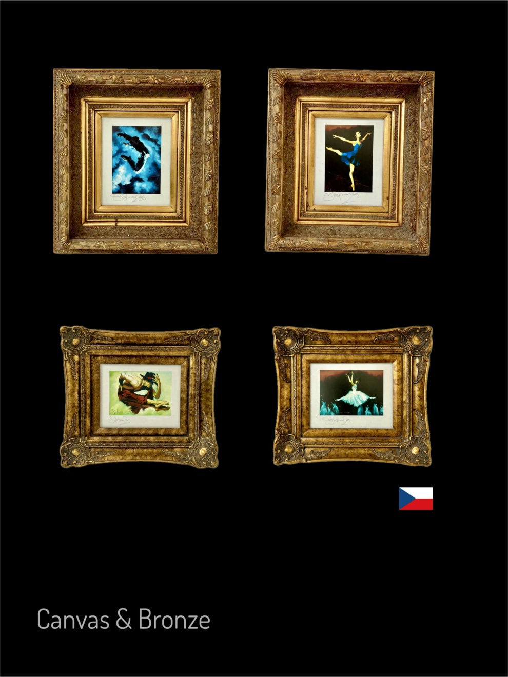 Anonymous, Prague Ballet - Set of 4 Prints - Ornate Gold Frames, 2007