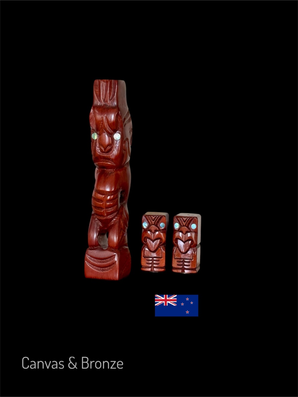 Anonymous, NEW ZEALAND MAORI WARRIOR Figure Wood SCULPTURE Totem, 1985