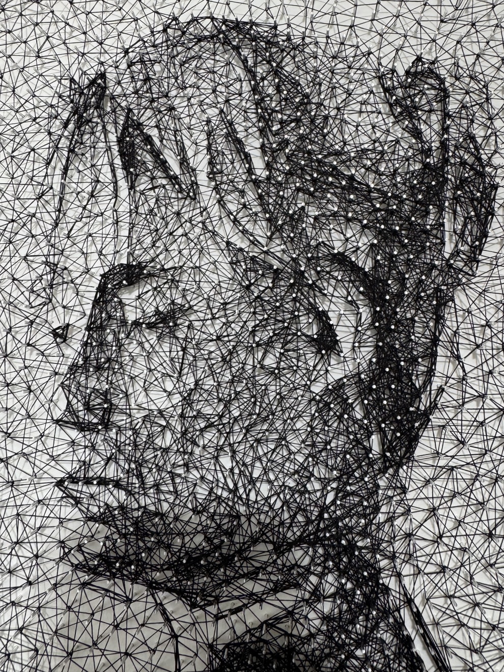 Prabin Badhia, Strike a Pose / Bare Lady - 9580 iron nails & 625 meters cotton string, 2025