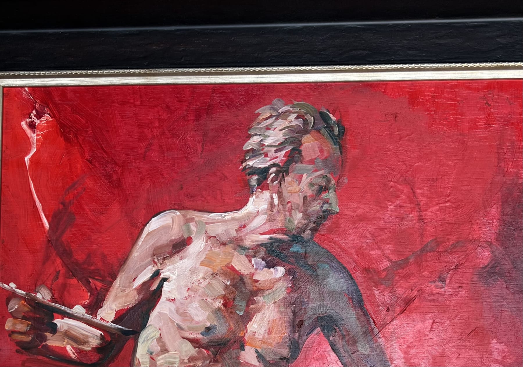 Prabin Badhia, 'L Artiste' Contemporary Original Expressionist Portrait Painting, Framed, 2020
