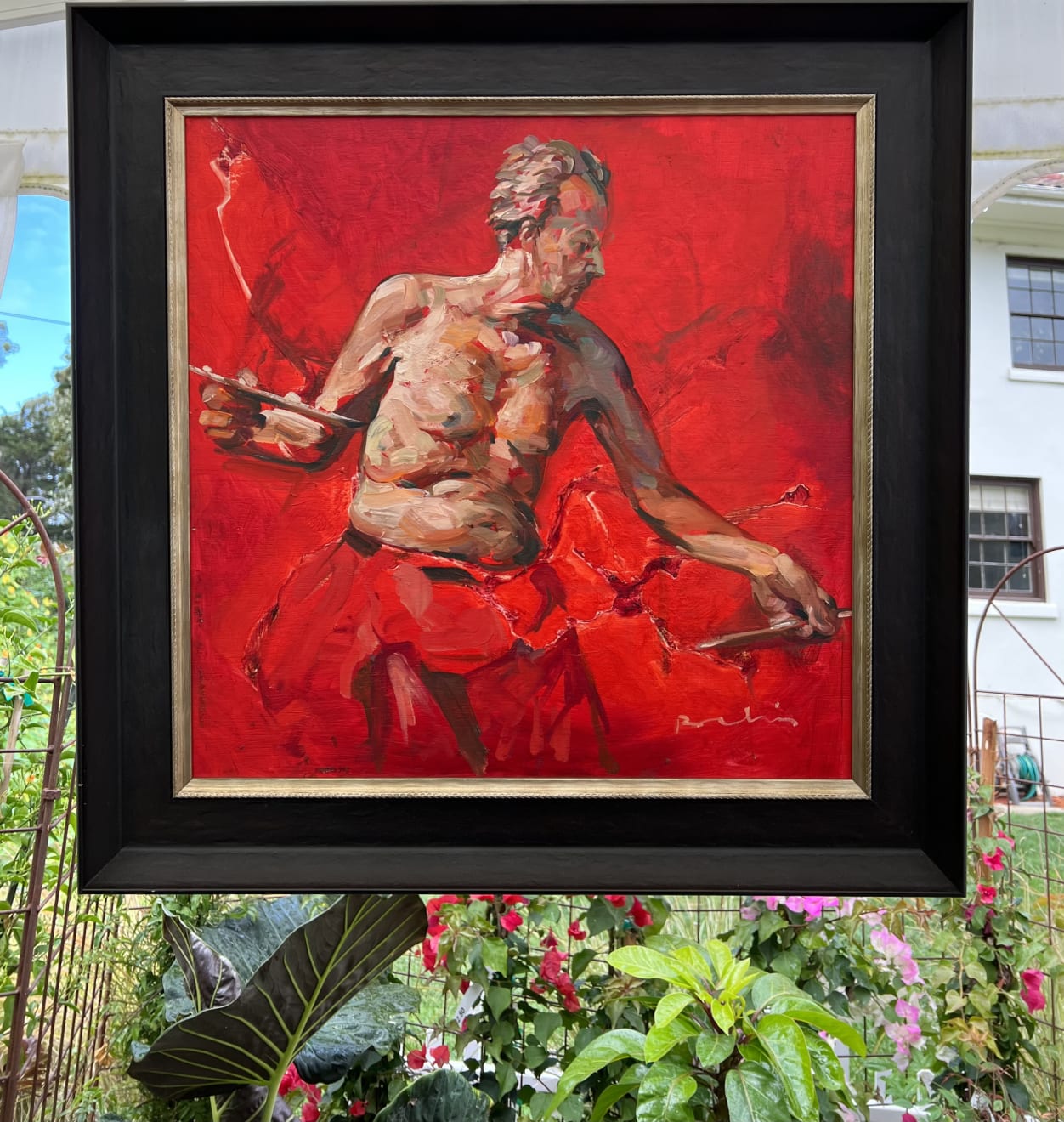 Prabin Badhia, 'L Artiste' Contemporary Original Expressionist Portrait Painting, Framed, 2020