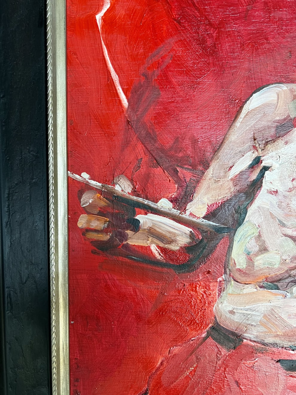 Prabin Badhia, 'L Artiste' Contemporary Original Expressionist Portrait Painting, Framed, 2020
