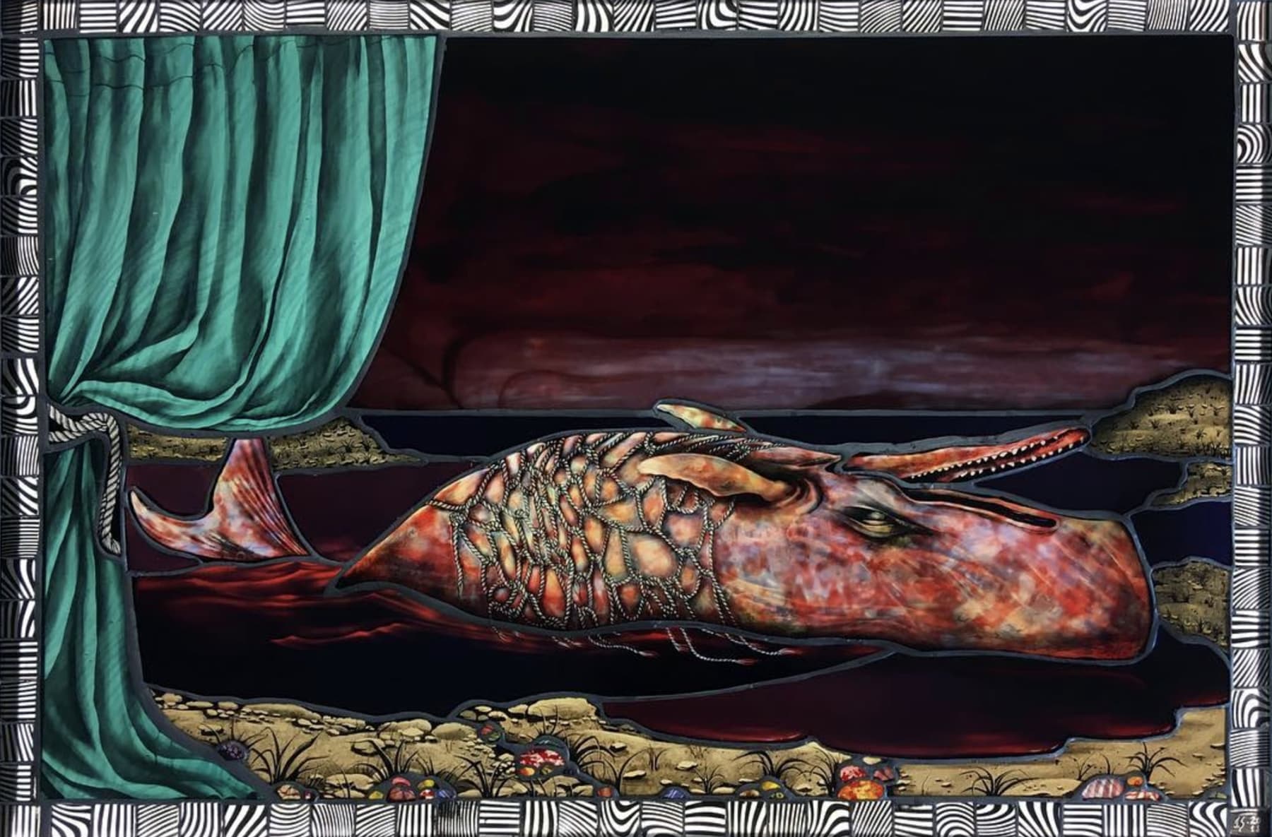 Judith Schaechter, Beached Whale, 2020