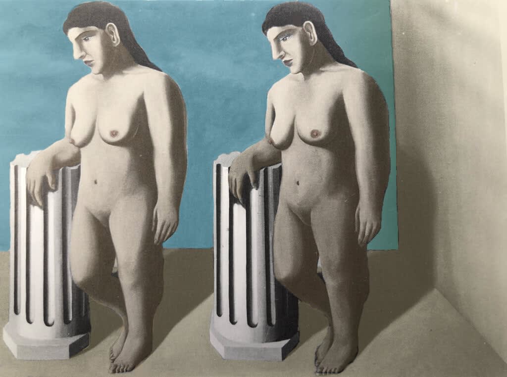 René Magritte La Pose enchantée (The Enchanted Pose), 1927 with restored colors