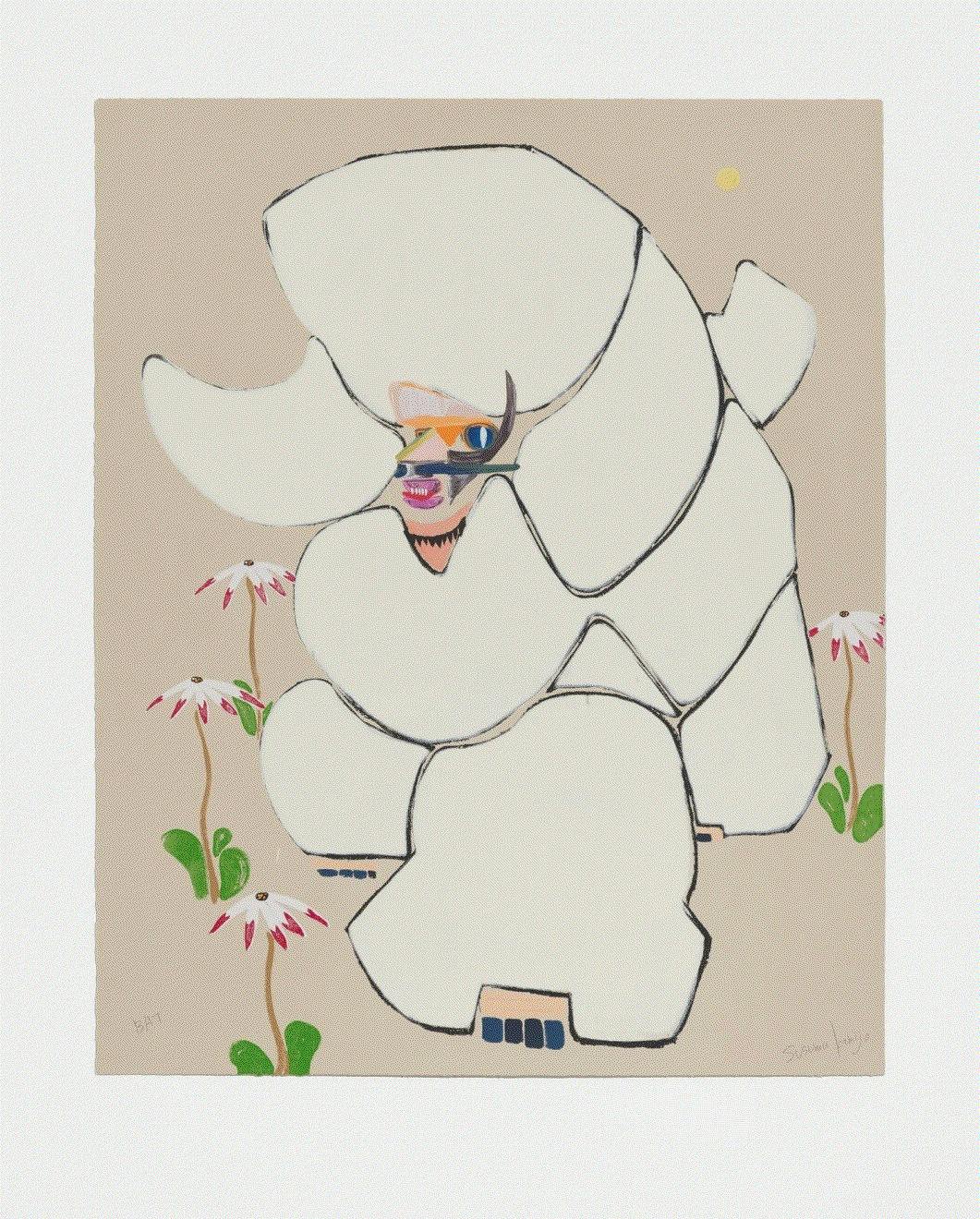 Susumu Kamijo COMES A TIME, 2022 35 color silkscreen and 3 color woodblock on Somerset Velvet Newsprint Grey 37 1/2 x 30 in 95.3 x 76.2 cm Edition of 60 Available at VFA