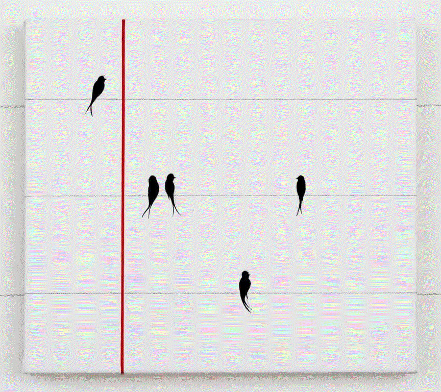 Javier Calleja BIRDS, 2015 Acrylic and Graphite on Canvas 11 x 12 ins 27.94 x 30.48 cm Available at VFA