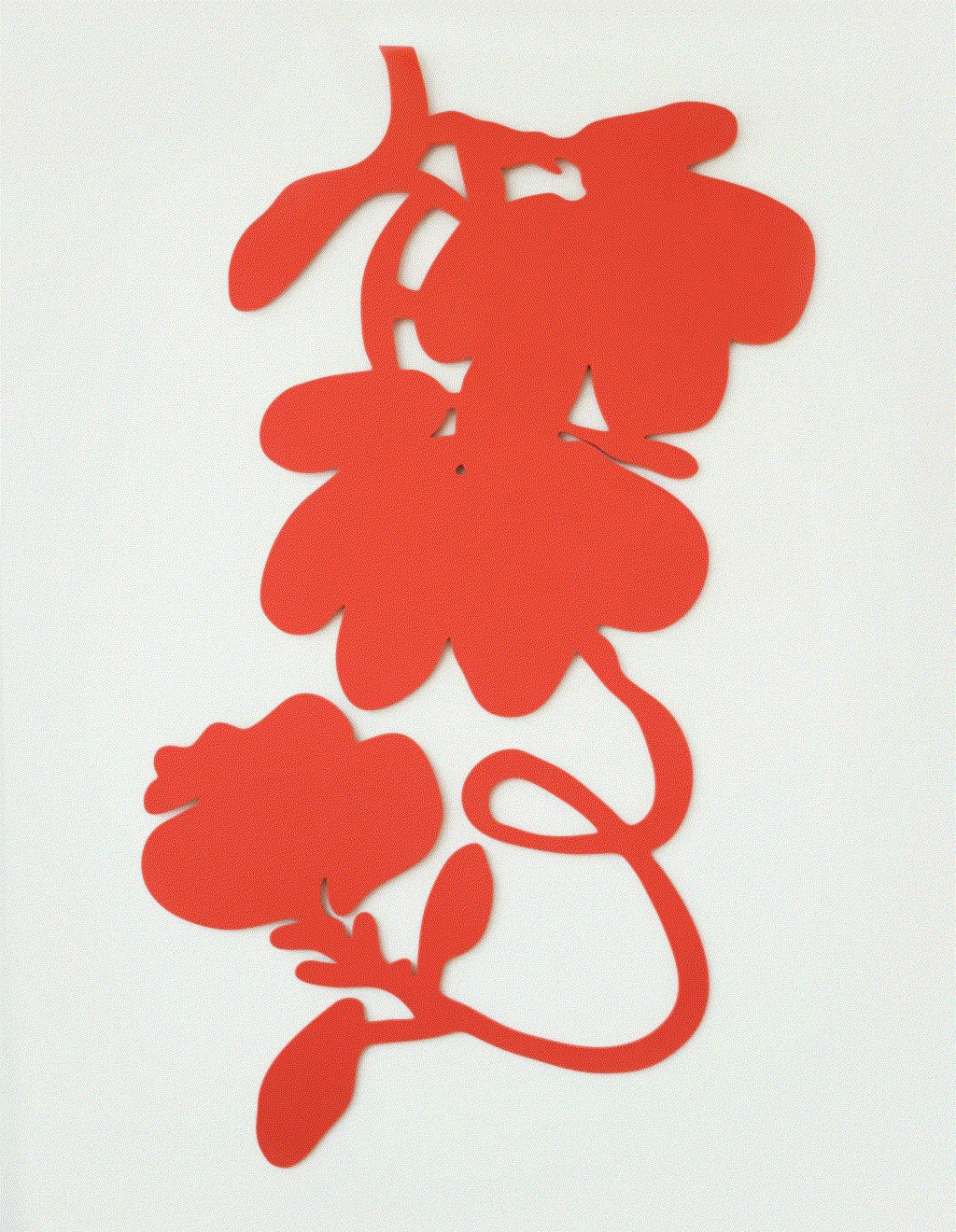 Donald Sultan THREE RED LANTERN FLOWERS, 2022 Shaped Aluminum with Red Flocking 54 x 31 in 137.2 x 78.7 cm Edition of 12 Available at VFA