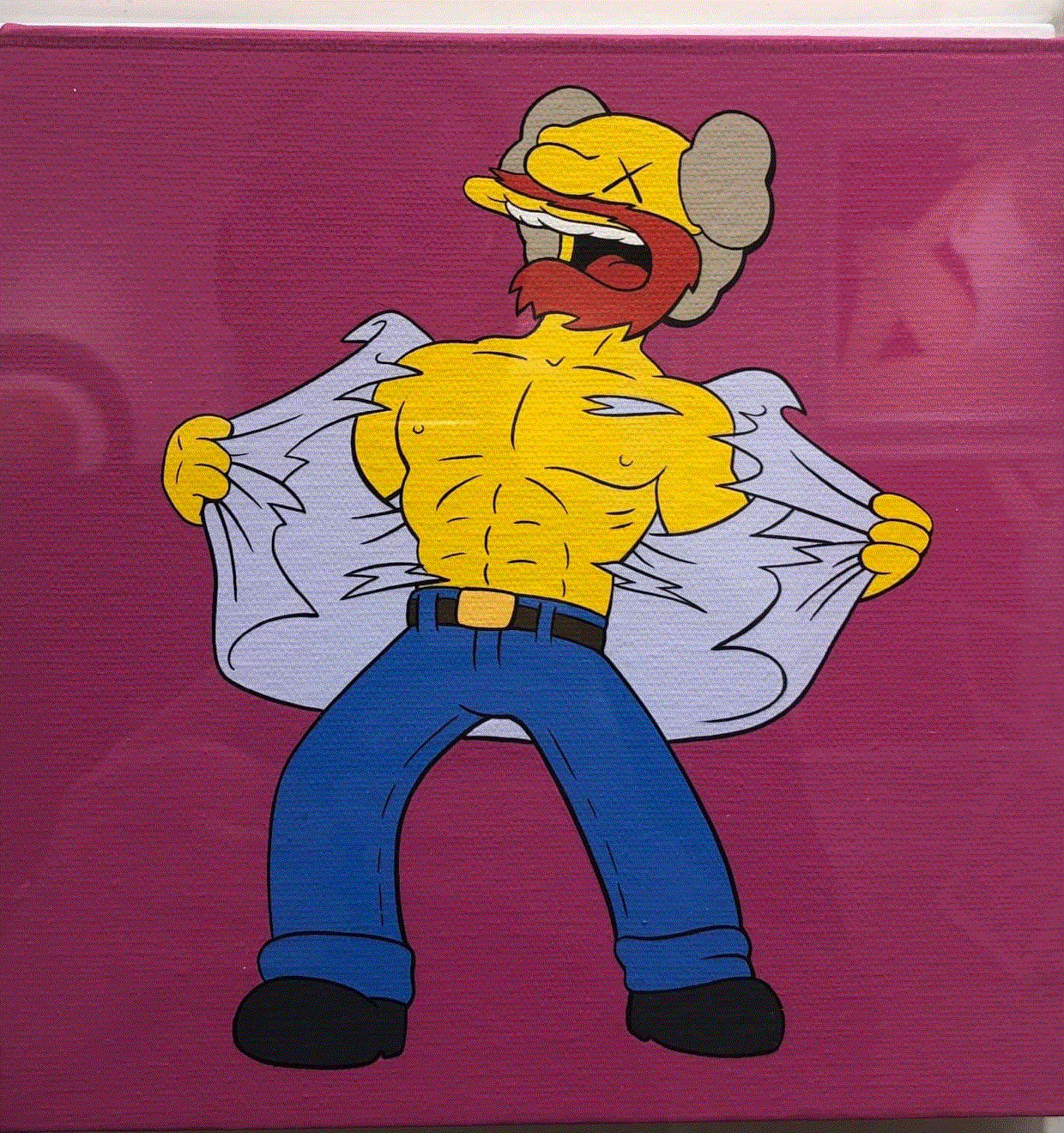KAWS KIMPSON SERIES, 2005 Acrylic on Canvas 8 x 8 x 2 ins 20.32 x 20.32 x 5.08 cm Available at VFA