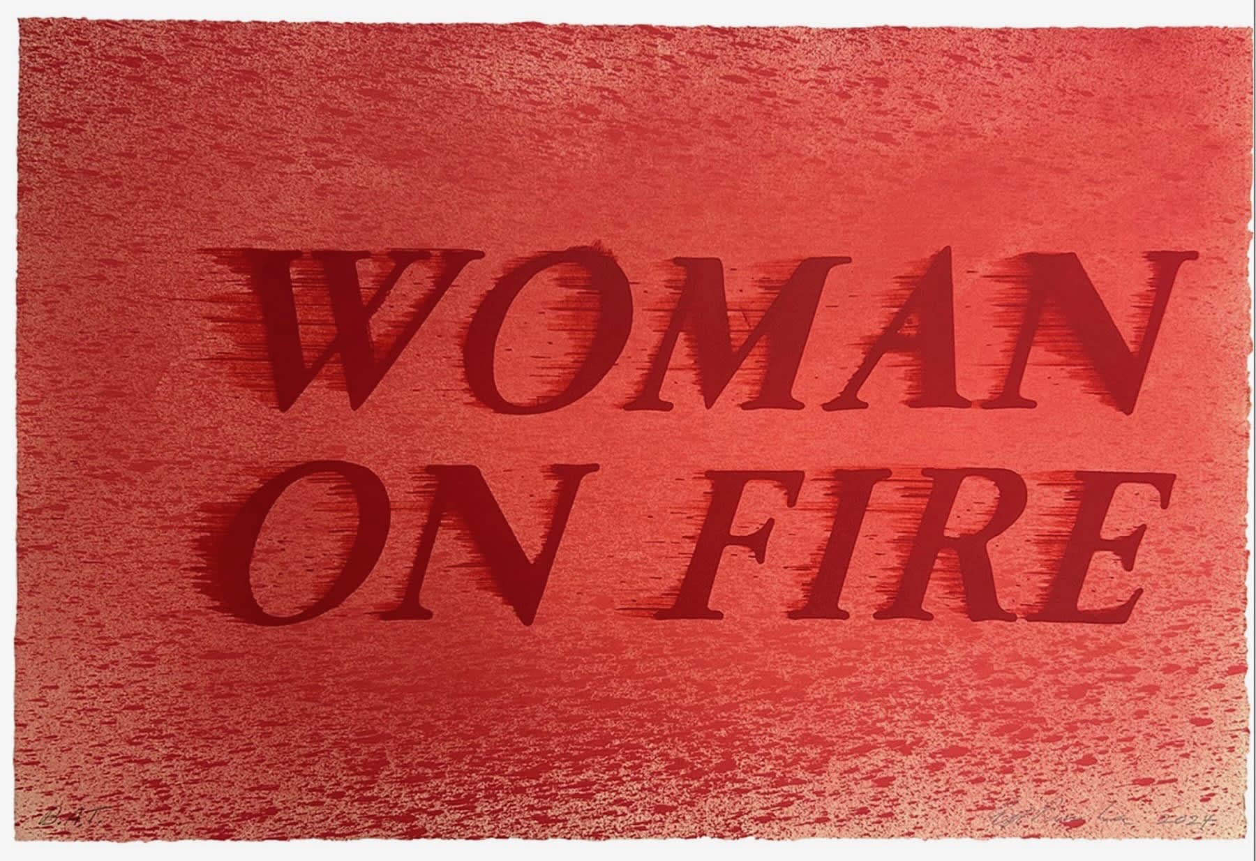 Ed Ruscha WOMAN ON FIRE, 2024 Lithograph 20 x 30 in 13/50 Available at VFA