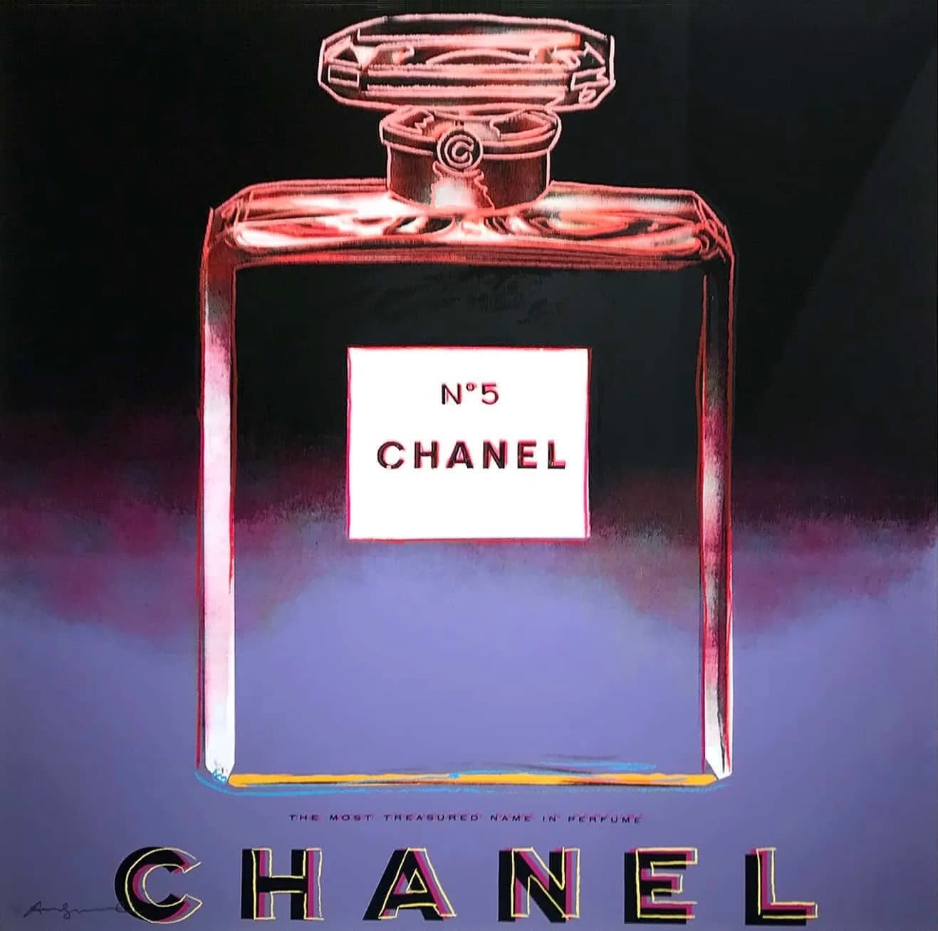 Andy Warhol CHANEL NO. 5 FROM ADS SERIES, (F.S.II354, 1985 Color Screenprint on Lenox Museum Board 38 in x 38 in Edition of 190 (PP 4/5) Available at VFA