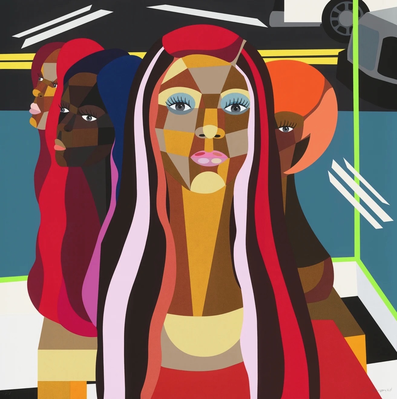 Derrick Adams WHERE MY GIRLS AT?, 2024 Screen print on Lanaquarelle 36 x 36 in 91.4 x 91.4 cm Edition of 40 Available at VFA
