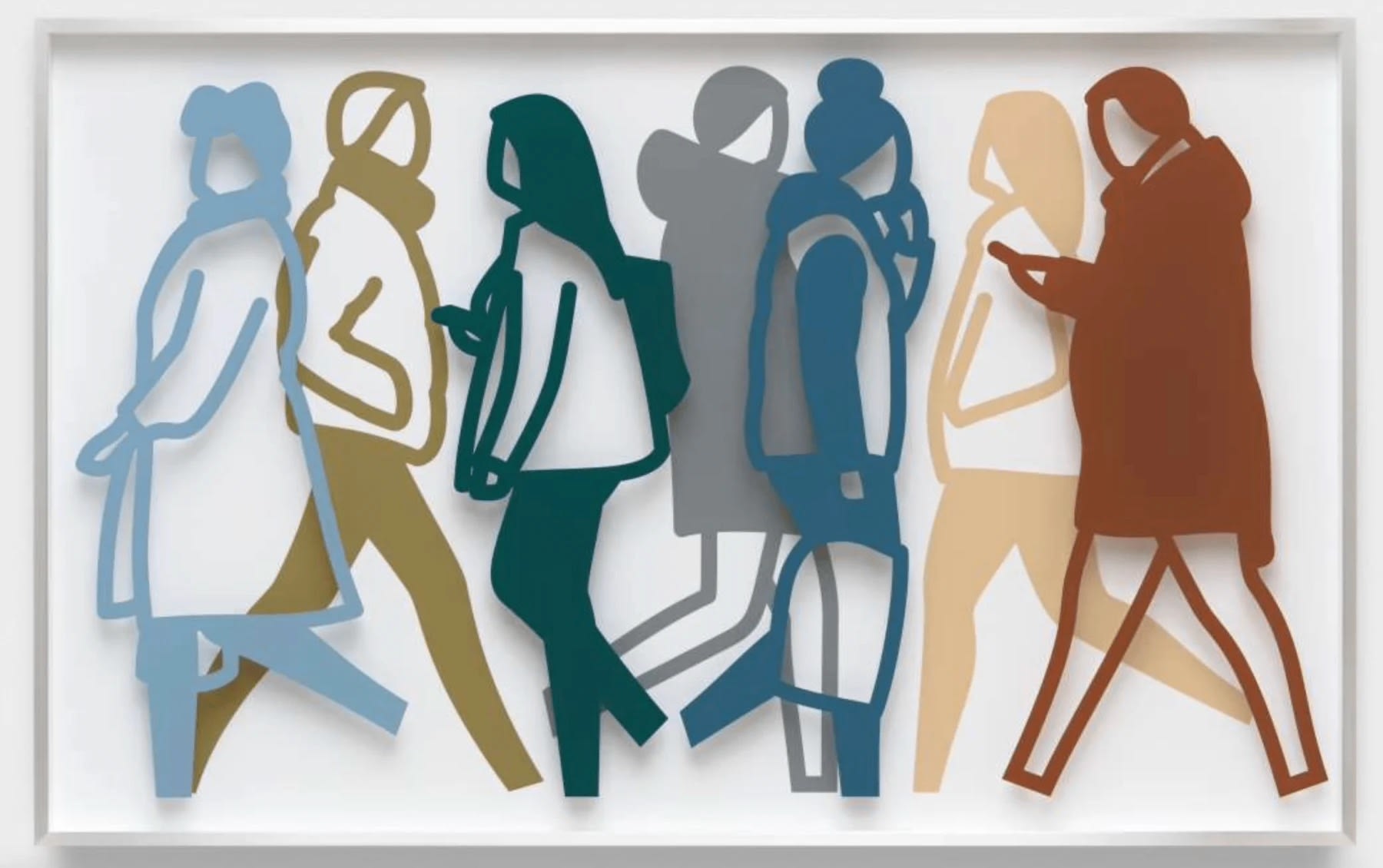 Julian Opie SIDEWALK 2, 2023 Silk Screen prints each on two sheets of acrylic, presented in brushed aluminium frames specified by the artist 40 1/4 x 64 1/4 x 3 in 102.2 x 163.2 x 7.6 cm 29/40 Available at VFA