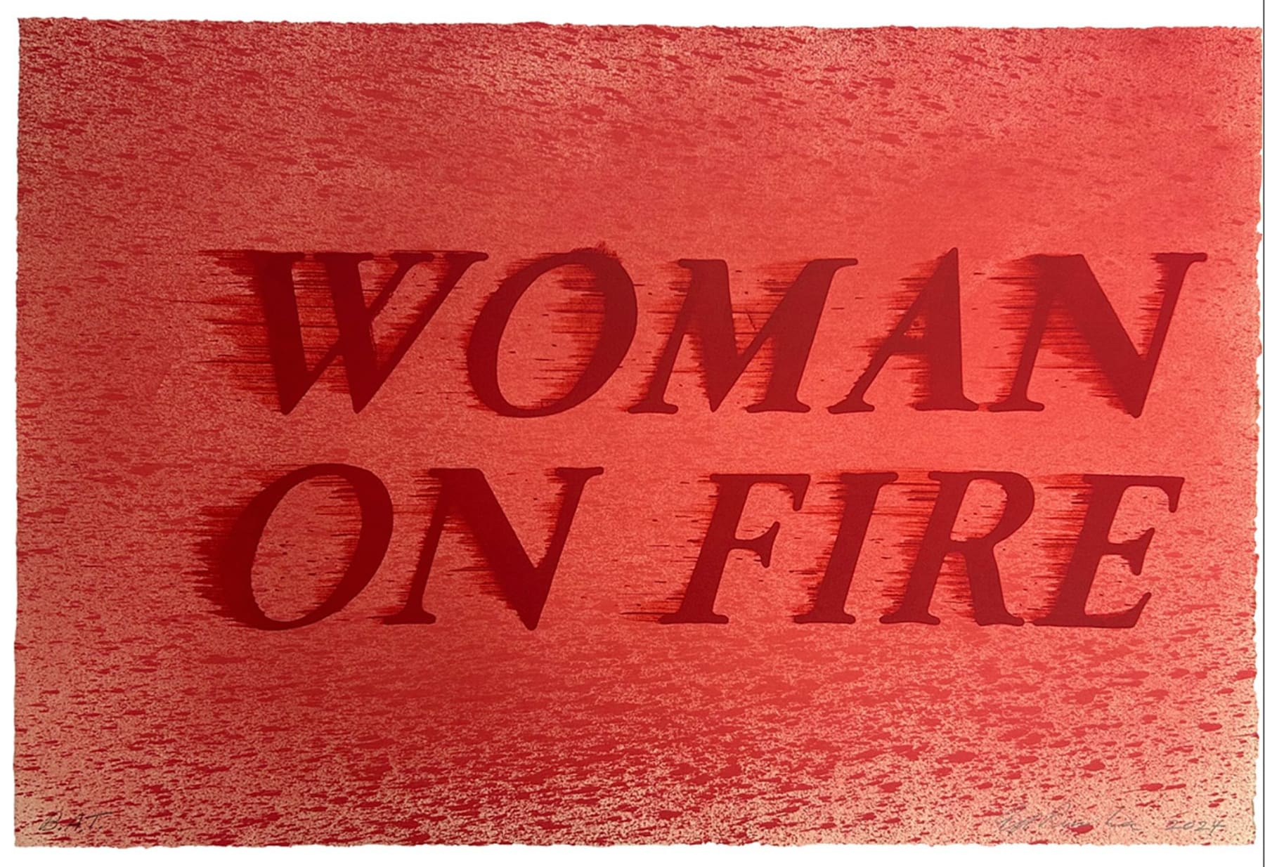 Ed Ruscha WOMAN ON FIRE, 2024 Lithograph 20 x 30 in 13/50 Available at VFA