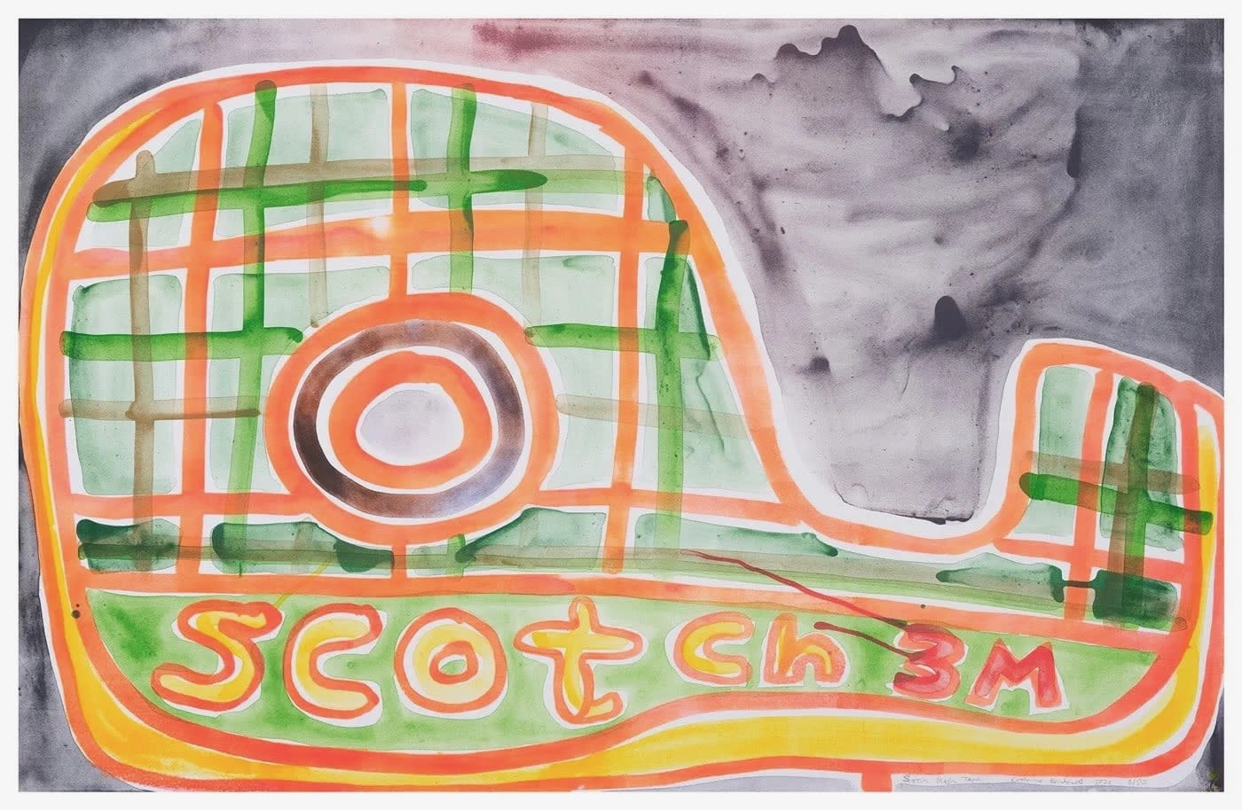 Katherine Bernhardt SCOTCH MAGICTAPE, 2021 Hand-pulled lithograph with variable colours from 10 plates on Somerset tub sized radiant White 410gsm. 32 5/8 x 50 4/8 ins 83 x 128.5 cm Available at VFA